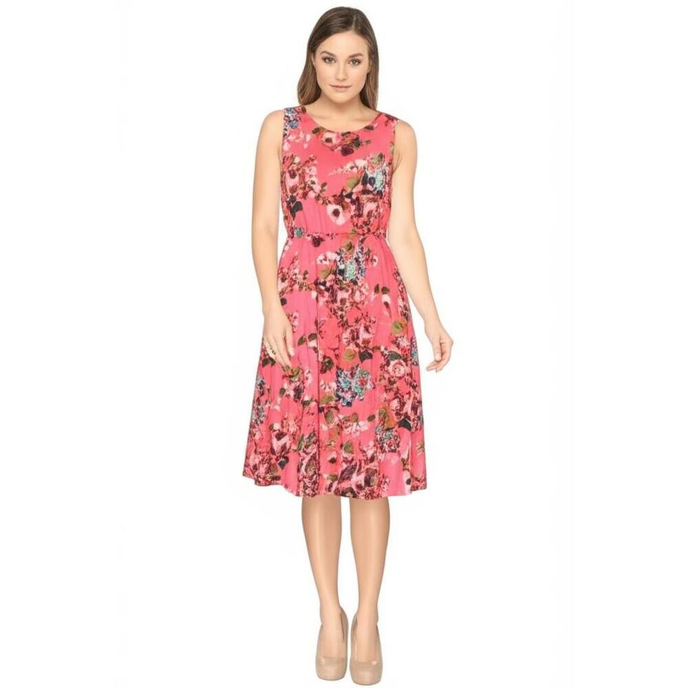 Agnes & Dora Womens XL Pink Floral Sleeveless A-Line Dress Bohemian